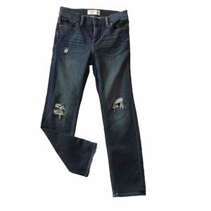 Abercrombie Kids Girls Skinny Jean Denim Distressed Ripped Size 11/12 Dark Wash